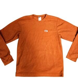North Face Pullover Mens Small Orange Fleece Long Sleeve Outdoors Lightweight
